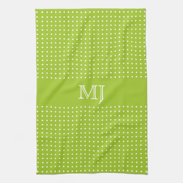 Bright & Green Polkadot Pattern Kitchen Towel (Vertical)
