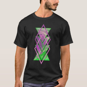 Bright Green Purple Smoke Triangle Modern Geometry T-Shirt