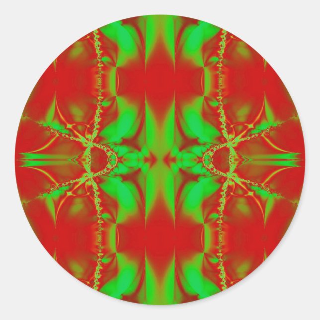 bright green red classic round sticker (Front)
