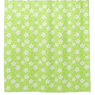 Bright green retro polka dots with floral pattern