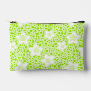 Bright green retro polka dots with floral pattern accessory pouch
