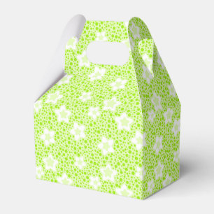Bright green retro polka dots with floral pattern favor box