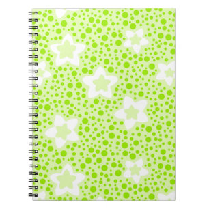 Bright green retro polka dots with floral pattern notebook