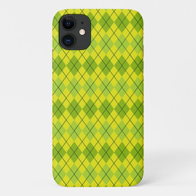 Bright green Scottish Tartan-Pattern Case-Mate iPhone Case (Back)