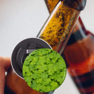 Bright Green Shamrocks Floral Bottle Opener