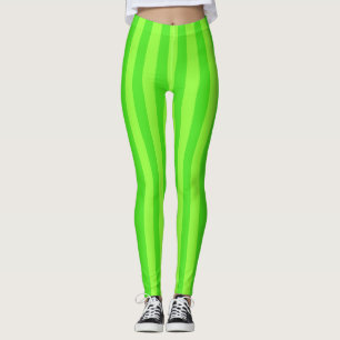 Bright Green Stripe Motif Leggings