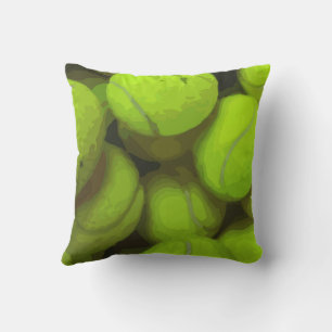 Bright green tennis balls throw pillow