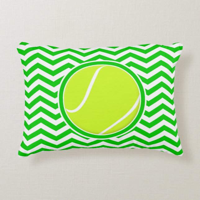 Bright Green Tennis Chevron Pattern Accent Pillow (Front)