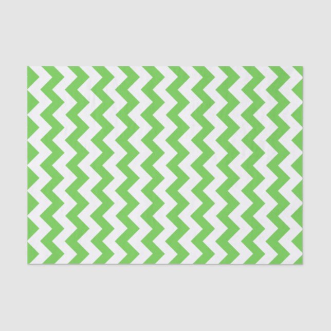 Bright Green & White Chevron Pattern Tissue Paper (Front)