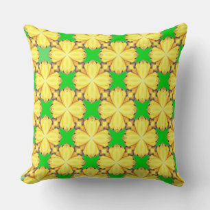 Bright Green with Banana Yellow Leaflets  Throw Pillow