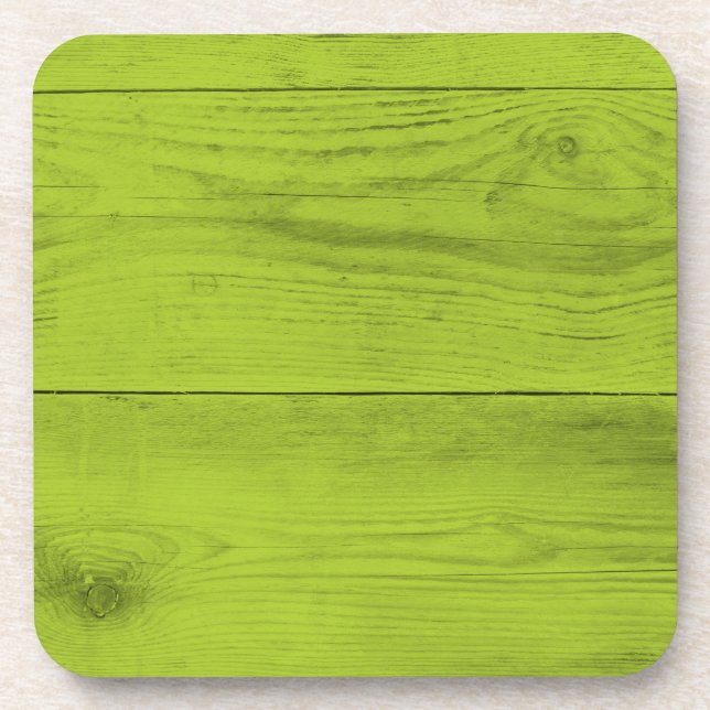 Bright green wood structure as a background textur coaster (Front)