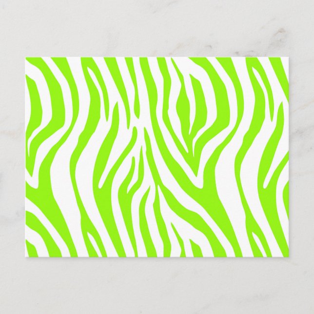Bright Green Zebra Animal Print Pattern Postcard (Front)