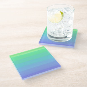 Bright Greens and Blues Gradient Glass Coaster