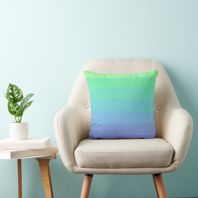 Bright Greens and Blues Gradient Throw Pillow (Chair)