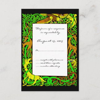 Bright Greens Celtic Animals Design Mariage RSVP