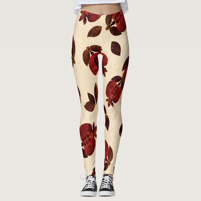 Bright grenades: handmade repeating pattern. leggings (Front)