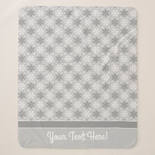 Bright Grey and Winter White Snowflake Pattern Sherpa Blanket