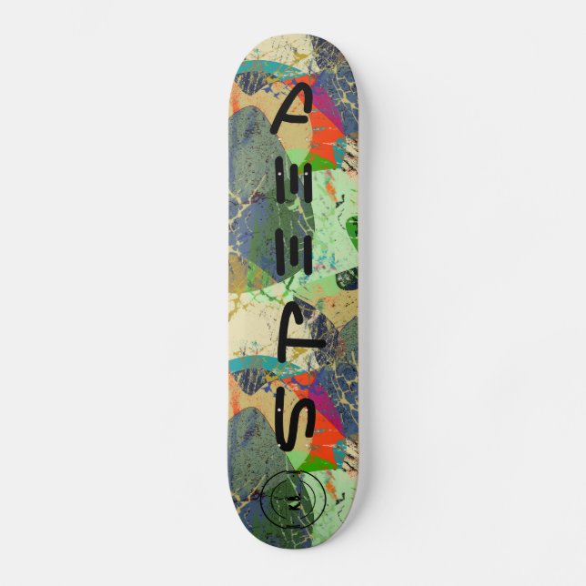 Bright grunge abstract stylish personalized skateboard (Front)