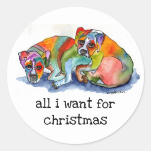 bright H2Ocolor-rescue pups & all i want for xmas Classic Round Sticker