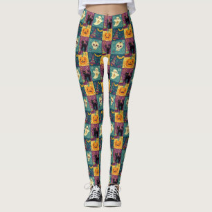 Bright Halloween Patchwork Print Leggings