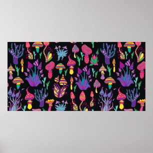 Bright,hallucinogenic,decorative,fantastic mushroo poster
