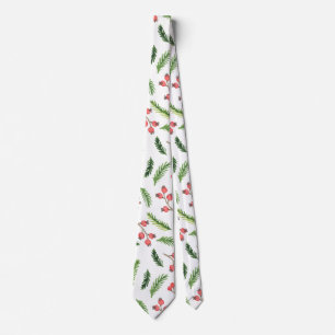 Bright Hand Drawn Christmas Mistletoe Pattern Tie