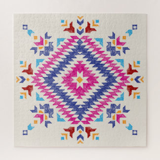 Bright Hand-Drawn Tribal Design Element. Jigsaw Puzzle