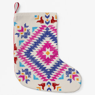 Bright Hand-Drawn Tribal Design Element. Small Christmas Stocking