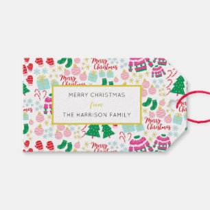 Bright Happy Christmas Pattern  Gift Tags