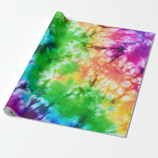 bright happy colorful groovy tie dye wrapping paper