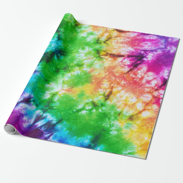 bright happy colorful groovy tie dye wrapping paper (Unrolled)
