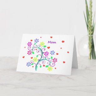 Bright Happy Easter - Floral, Swirls and Heart Holiday Card