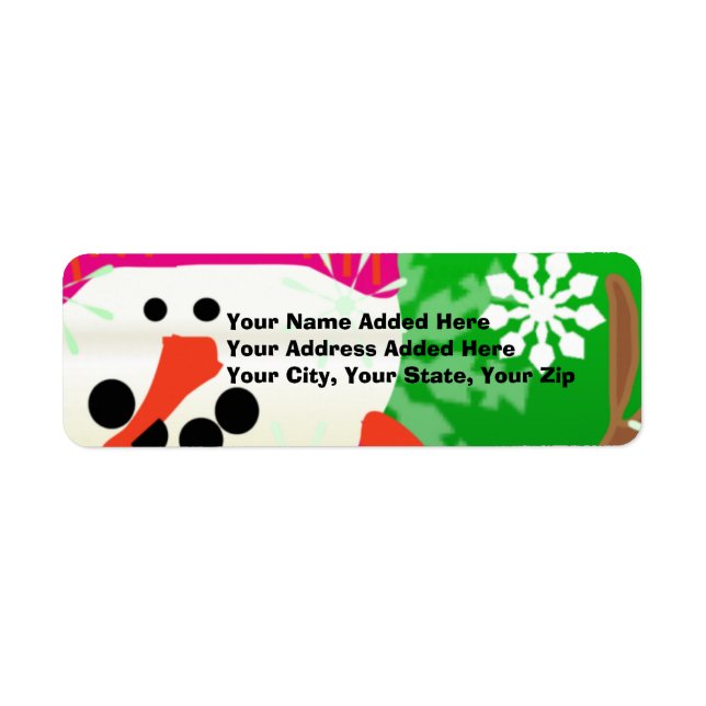 Bright Happy Snowman Return Address Labels (Front)