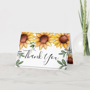 Bright Happy Sunflowers Carte de remerciements