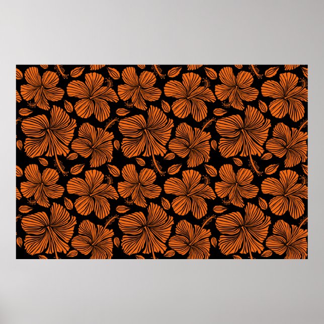 Bright hawaiian seamless pattern with tropical hib poster (Front)