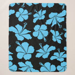 Bright hawaiian seamless pattern with tropical hib sherpa blanket