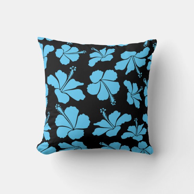 Bright hawaiian seamless pattern with tropical hib throw pillow (Front)