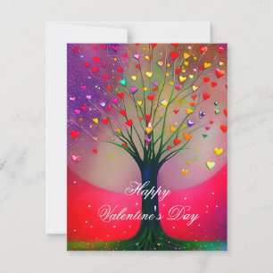 Bright heart tree valentine holiday card
