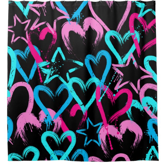 Bright hearts and stars, seamless pattern. (Front)