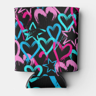 Bright hearts and stars, seamless pattern. can cooler