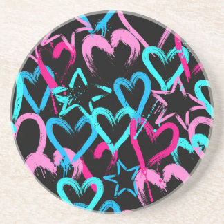 Bright hearts and stars, seamless pattern. coaster