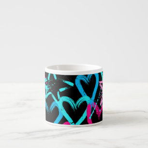 Bright hearts and stars, seamless pattern. espresso cup