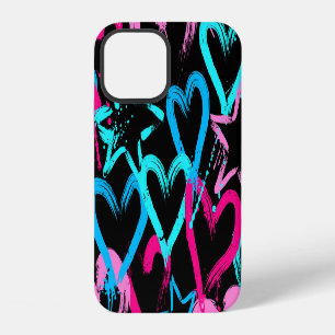 Bright hearts and stars, seamless pattern. iPhone 12 case