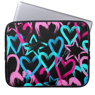 Bright hearts and stars, seamless pattern. laptop sleeve