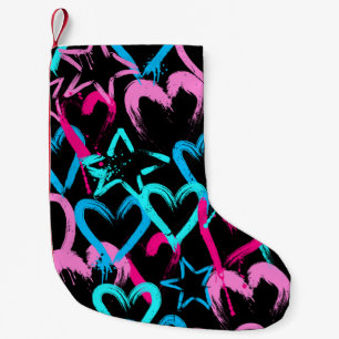 Bright hearts and stars, seamless pattern. small christmas stocking