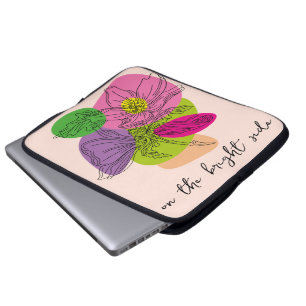 Bright Hibiscus Flower Line Art Laptop Sleeve