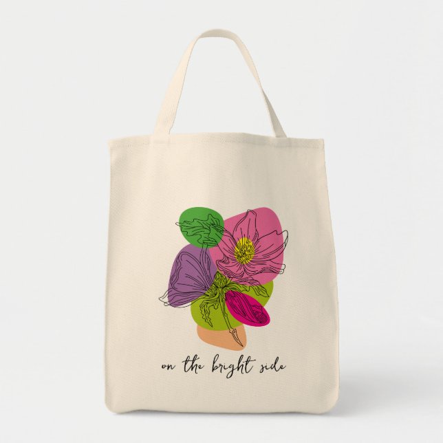 Bright Hibiscus Flower Line Art Tote Bag (Front)