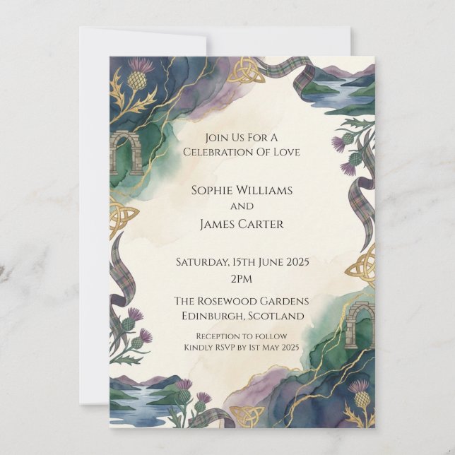 Bright Highland Wedding Invitation (Front)