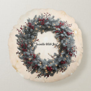 "Bright Holiday Glow" Round Pillow