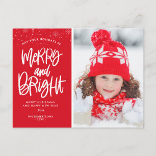 Bright Holiday script christmas holiday Postcard